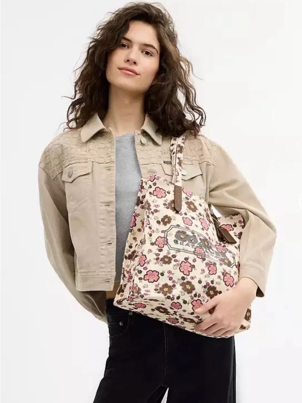🌸Coach NWT Tropical Floral Print Canvas Tote Bag